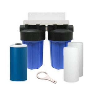 10" Transparent Big Blue Housing for Whole House Water Filtration System, 1” Port & Mounting Hardware