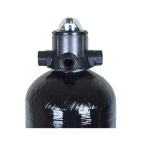 Close-up of manual backwash control valve head for pH or fluoride systems